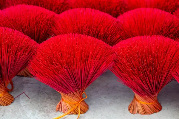 Red Incense Sticks Drying Outdoor Village Hanoi Vietnam Stock Picture