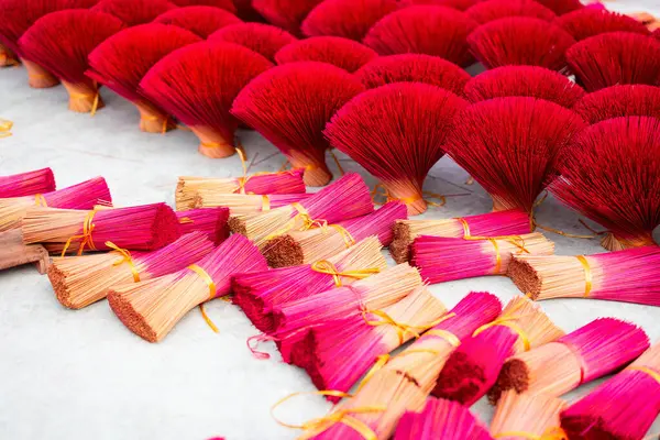 Red Incense Sticks Drying Outdoor Village Hanoi Vietnam Royalty Free Stock Photos