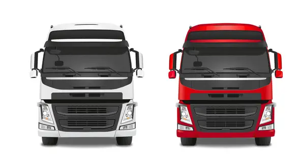 Kırmızı ve beyaz kamyonet. Vektör illüstrasyonu.