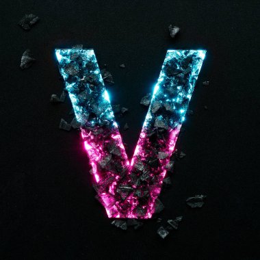 Siyah desenli arka planda siyah taşlı neon renkli büyük harfli yüksek kaliteli fotoğraf..