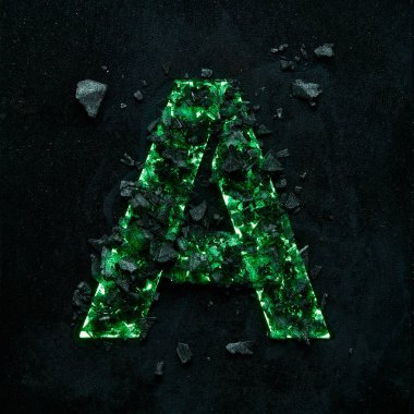 Siyah desenli siyah taşlı yeşil renkli büyük harfli yüksek kaliteli fotoğraf..