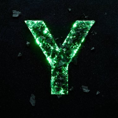 Siyah desenli siyah taşlı yeşil renkli büyük harfli yüksek kaliteli fotoğraf..