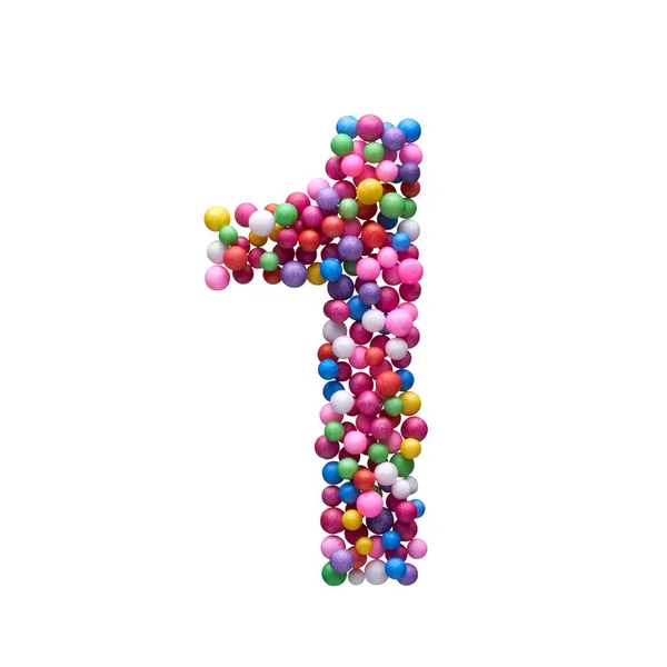 Nombre Est Fait Avec Des Boules Multicolores Isolées Sur Fond — Photo