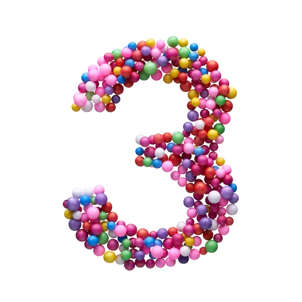 Het Nummer Gemaakt Met Multi Gekleurde Ballen Geïsoleerd Een Witte — Stockfoto