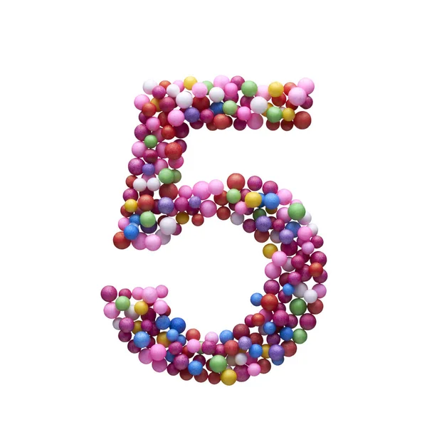Het Nummer Gemaakt Met Multi Gekleurde Ballen Geïsoleerd Een Witte — Stockfoto