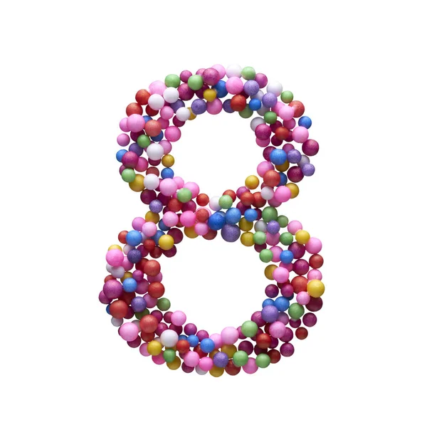 Número Está Hecho Con Bolas Multicolores Aisladas Sobre Fondo Blanco — Foto de Stock