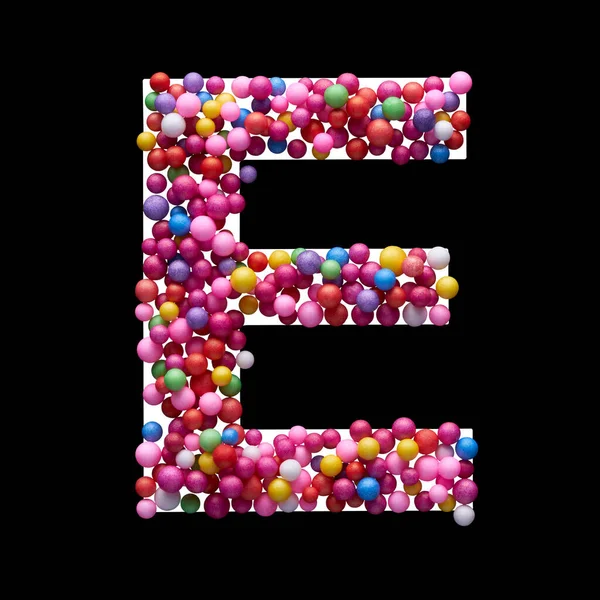 stock image Capital letter made of multi-colored balls, isolated on a black background.