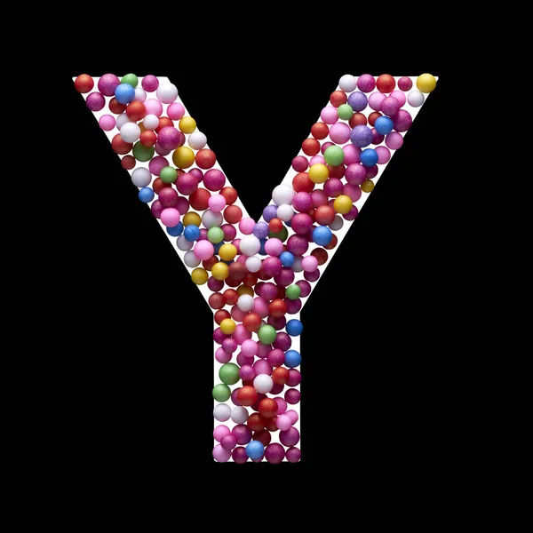 Capital Letter Made Multi Colored Balls Isolated Black Background — Stock Photo, Image