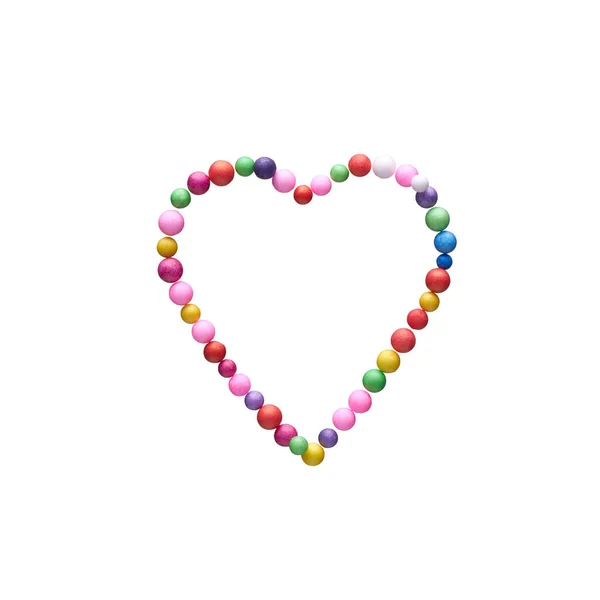 Coeur Signe Composé Boules Colorées Isolées Sur Fond Blanc — Photo