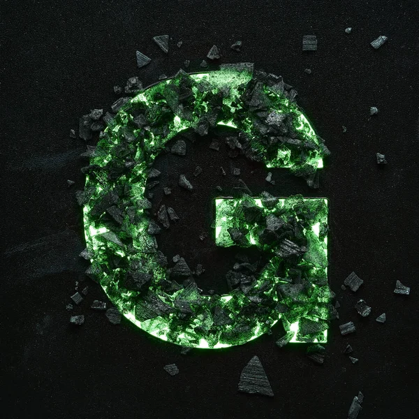 Hochwertiges Foto Von Grün Gefärbten Großbuchstaben Auf Schwarzem Strukturiertem Hintergrund — Stockfoto