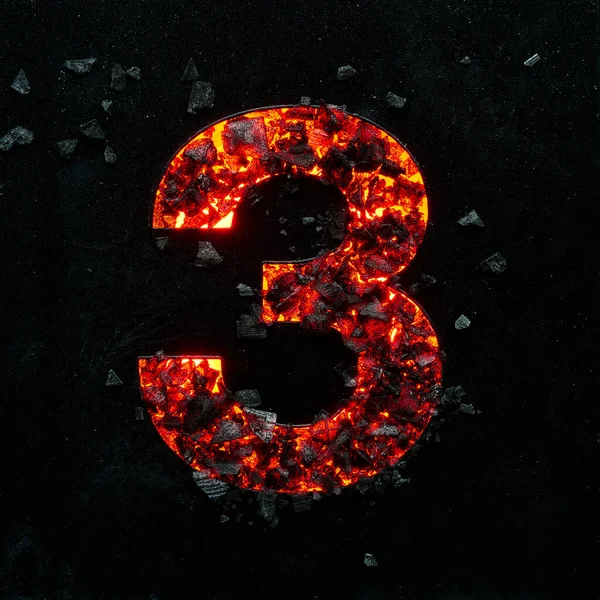 Foto Der Brennenden Zahl Fünf Auf Schwarzem Hintergrund Aus Glühenden — Stockfoto