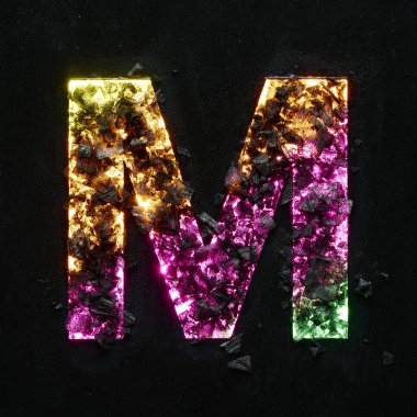 Çok renkli neon renkli yüksek kaliteli fotoğraf siyah desenli arka planda siyah taşlı büyük harf.