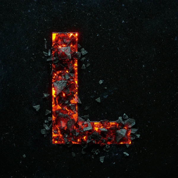 Das Foto Eines Brennenden Großbuchstaben Auf Schwarzem Hintergrund Besteht Aus — Stockfoto