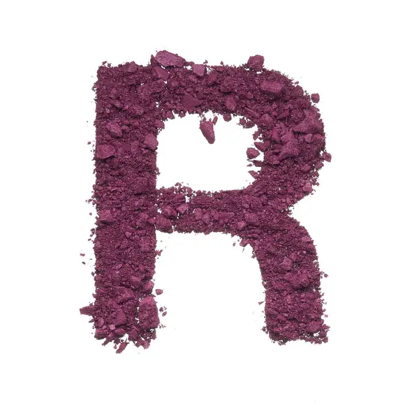 Stencil Capital Letter Made Burgundy Crushed Eye Shadow Broken Powder Stock Picture