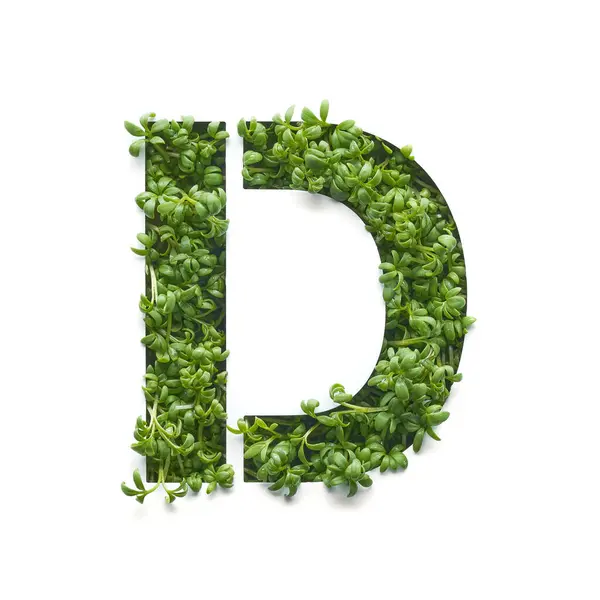 Capital Letter Created Young Green Arugula Sprouts White Background Royalty Free Stock Photos