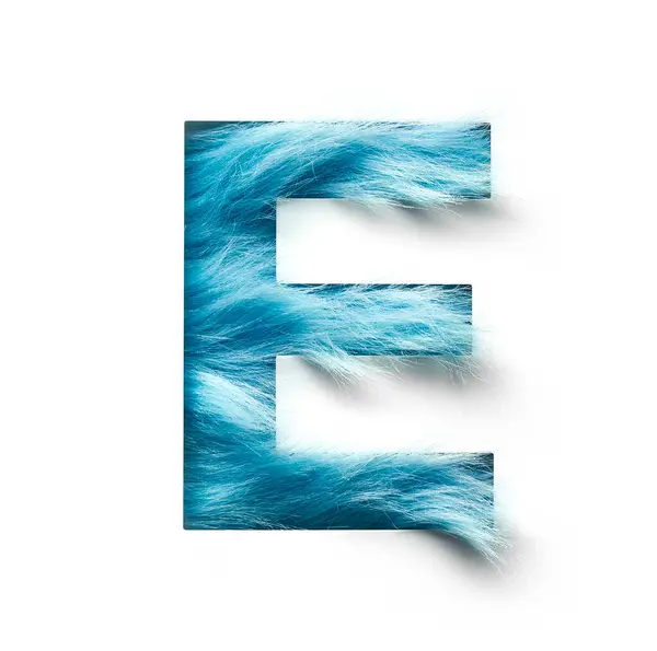 Stock image Photograph of the capital letter made of blue faux fur on a white background. The bright and original design creates an attractive visual effect, ideal for creative projects, logo design.