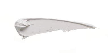 Temiz beyaz arka planda beyaz akrilik boya çarpması. Fırça yaratıcı projeler, arkaplan tasarımları veya temizlik ve entelektüellik gerektiren çizimler için idealdir..