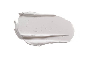 Temiz beyaz arka planda beyaz akrilik boya çarpması. Fırça yaratıcı projeler, arkaplan tasarımları veya temizlik ve entelektüellik gerektiren çizimler için idealdir..