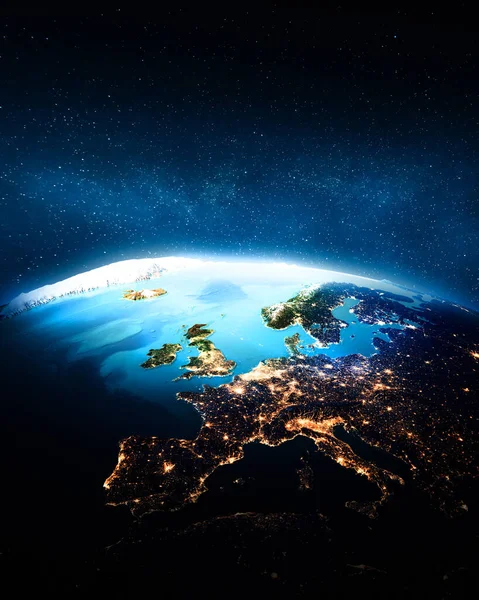 Europa Desde Espacio Elementos Esta Imagen Proporcionados Por Nasa Renderizado —  Fotos de Stock