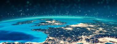 Europe, France and England. Elements of this image furnished by NASA. 3d rendering