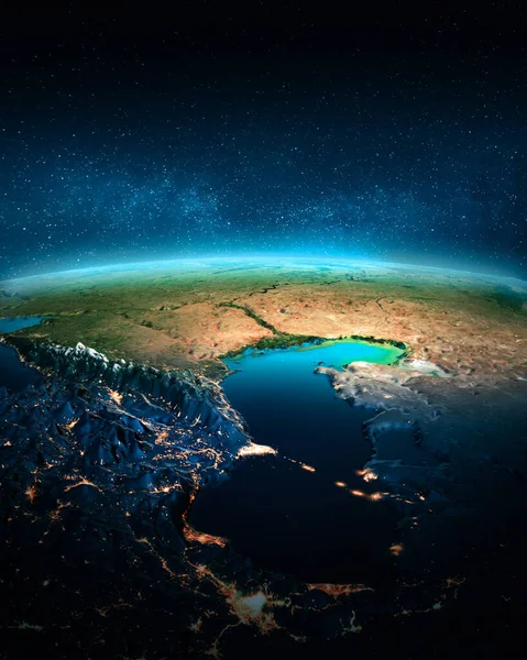 Kaspische Zee Nachts Elementen Van Dit Beeld Geleverd Door Nasa — Stockfoto