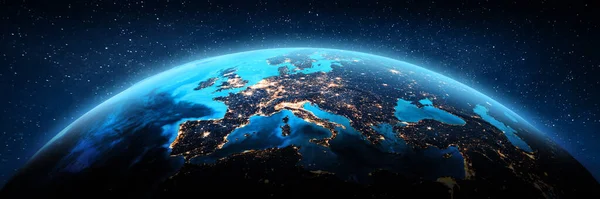 Europe Spain France Italy City Lights Elements Image Furnished Nasa — стоковое фото