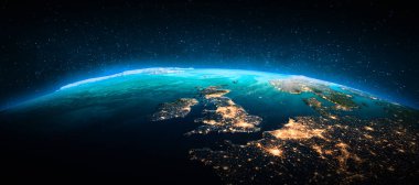 West Europe from space. Elements of this image furnished by NASA. 3d rendering
