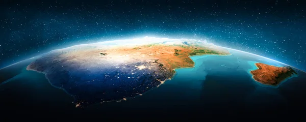 从太空出发的马达加斯加这张照片的内容由Nasa提供 3D渲染 — 图库照片