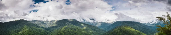 Bergwald Und Wolken Sommer Panorama Landschaft — Stockfoto