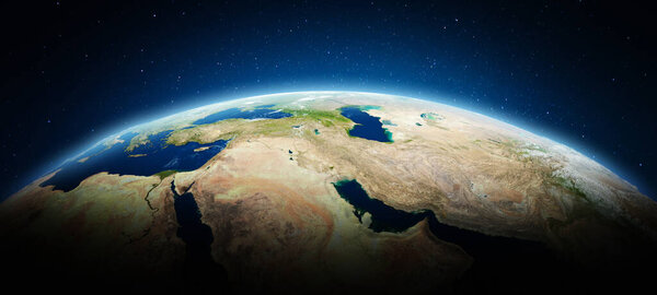Middle East - planet Earth. Elements of this image furnished by NASA. 3d rendering