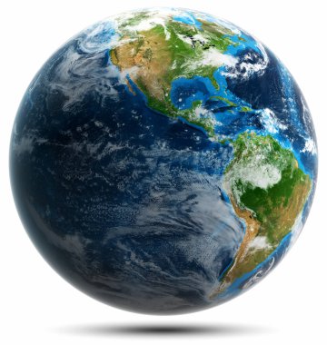 Dünya gezegeninin dünya haritası izole edildi. Bu görüntünün elementleri NASA tarafından döşenmiştir. 3d oluşturma