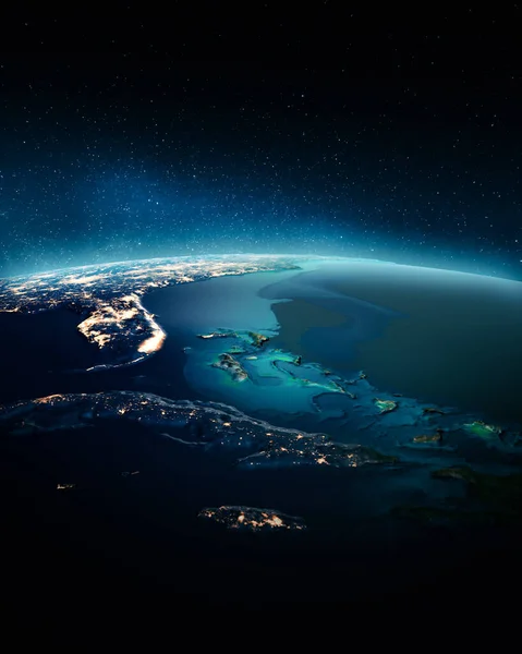 Karibi Atlanti Óceán Űrből Kép Elemeit Nasa Bocsátotta Rendelkezésre Renderelés — Stock Fotó