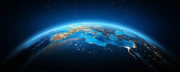 West Europe Night Elements Image Furnished Nasa Rendering — 스톡 사진