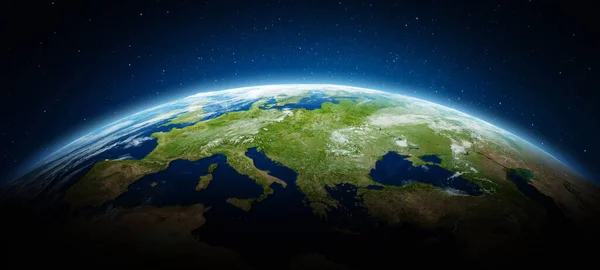 Európa Föld Bolygó Kép Elemeit Nasa Bocsátotta Rendelkezésre Renderelés — Stock Fotó