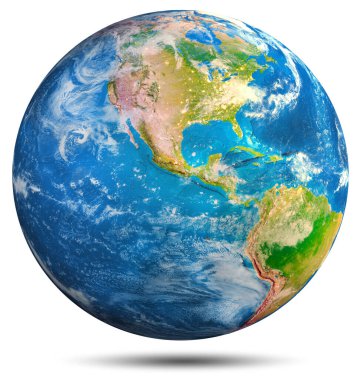 Dünya gezegeni - Amerika. Nasa tarafından döşenmiş bu görüntü unsurları. 3D render
