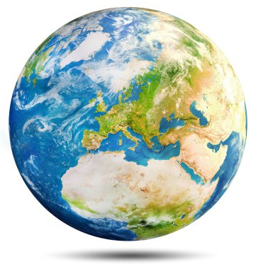 Dünya gezegeni - Avrupa. Bu görüntünün elementleri Nasa tarafından döşenmiştir. 3d oluşturma