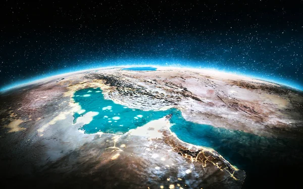 Planète Terre Golfe Persique Rendu Éléments Cette Image Fournis Par — Photo