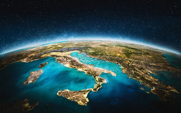 Planeta Terra Itália Renderização Elementos Desta Imagem Fornecidos Pela Nasa — Fotografia de Stock