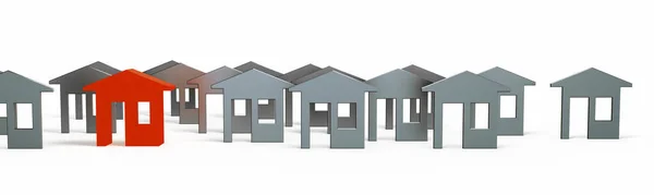 Immobilienkonzept Panorama Darstellung Weiß Isoliert — Stockfoto