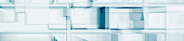 Concetto Futuristico Architettura Cubo Linee Rendering — Foto Stock
