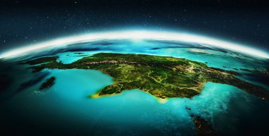 Dünya Gezegeni - Papua Yeni Gine. Üç boyutlu görüntüleme. Bu görüntünün elementleri NASA tarafından desteklenmektedir