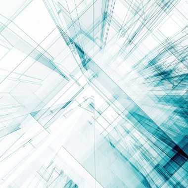 Soyut mimari. Görünüm arkaplan 3B görüntülemesini kavra