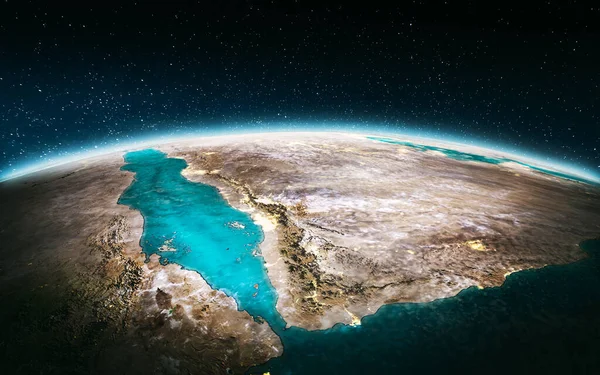 Земля Червоне Море Рендеринг Елементи Цього Зображення Надані Наса — стокове фото