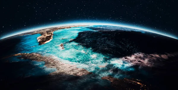 Planeten Jorden Bahamas Kuba Och Florida Återgivning Delar Denna Bild — Stockfoto