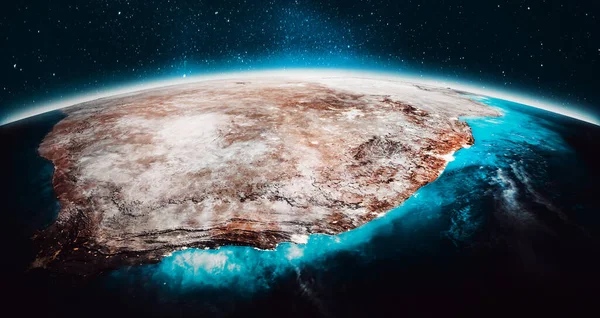 Planeta Země Jižní Afrika Vykreslování Prvky Tohoto Snímku Poskytla Nasa — Stock fotografie