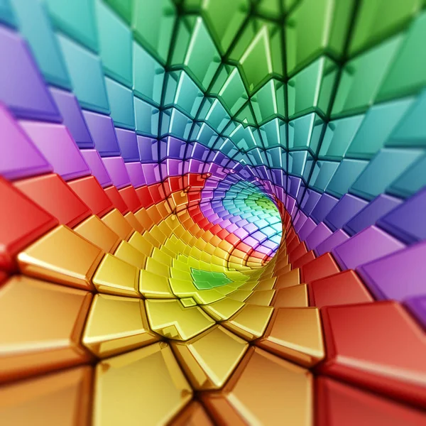 数字形式抽象隧道3D 渲染彩虹色 — 图库照片