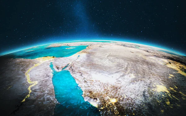 Planeta Terra Egito Arábia Saudita Renderização Elementos Desta Imagem Fornecidos — Fotografia de Stock