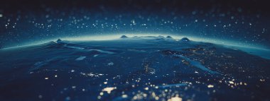 Afrika göller uzaydan. Nasa tarafından döşenmiş bu görüntü unsurları. 3D render