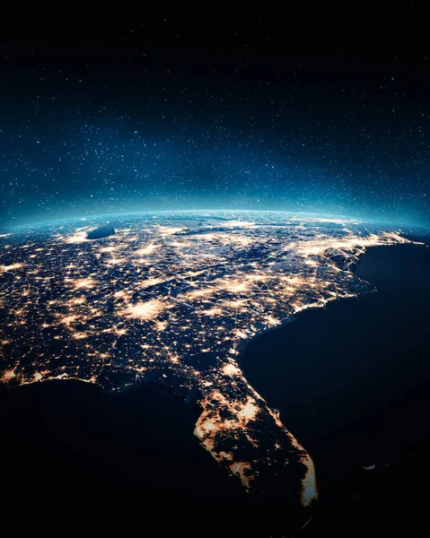 Восточно Американские Огни Космоса Элементы Этого Изображения Предоставлены Наса Рендеринг — стоковое фото