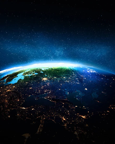 Föld Világ Űrből Kép Elemeit Nasa Bocsátotta Rendelkezésre Renderelés — Stock Fotó